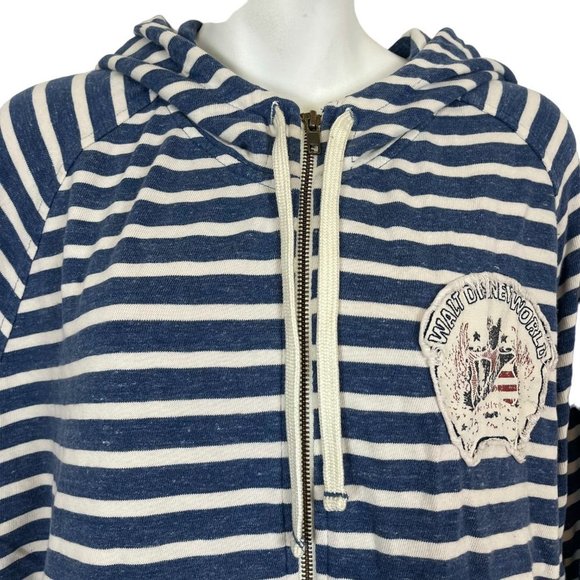 Disney Parks Walt Disney World Striped Full Zip Hoodie Sweatshirt Jacket Sz XL - Picture 2 of 15